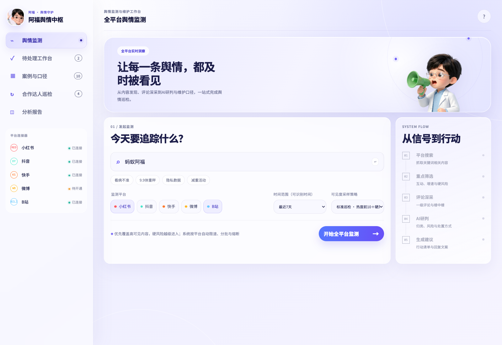 阿福舆情维护系统页面截图